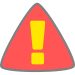 A red triangle with a yellow exclamation point inside of it, symbolizing a problem report.